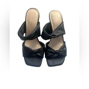 Nine West Sandals Seeya Slide High Heeled Sandals Women's Size 7.5 Black
